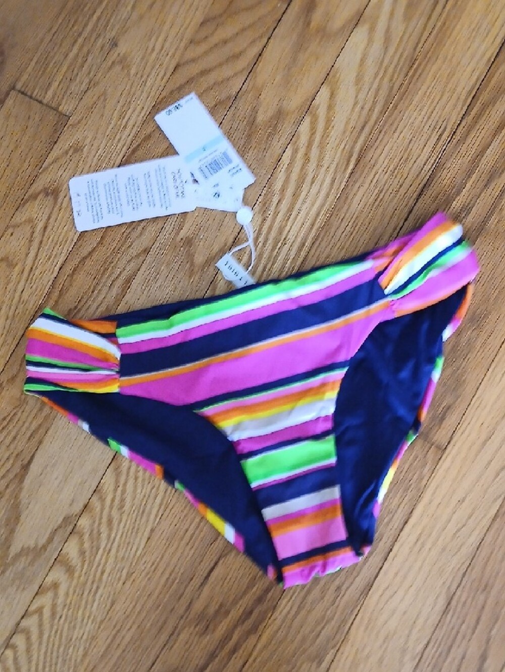 NWT Trina Turk Women's Striped Hipster Bikini Swim Bottom Pink Multi ■ Size 8 - Picture 2 of 8
